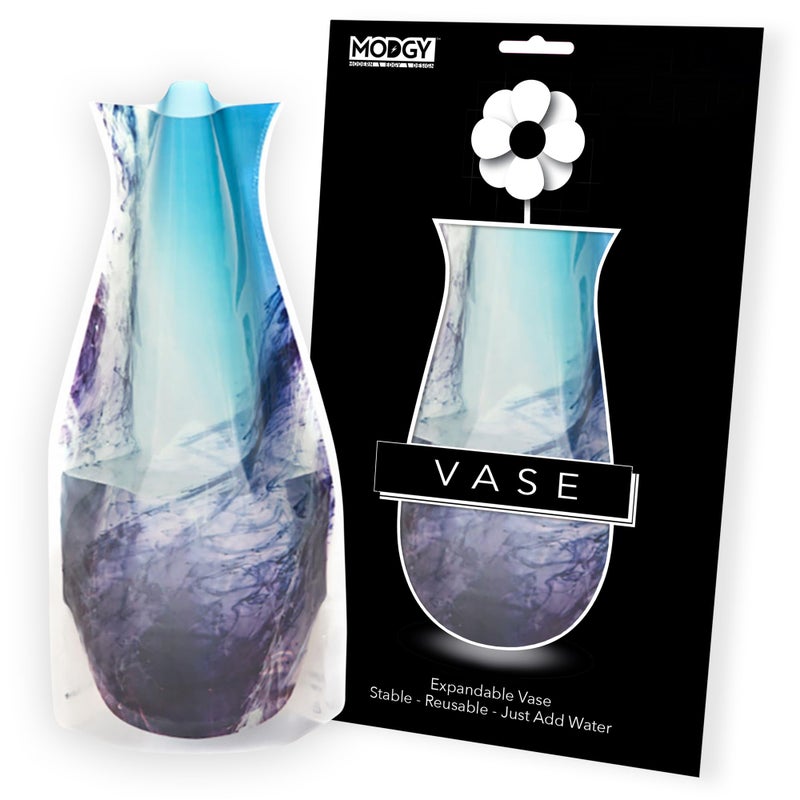 MODGY Expandable Flower Vase Plastic Decorative Modern Vases for Flowers Centerpieces Dining Table Decor Living Room Bathroom Wedding Office Love Noir