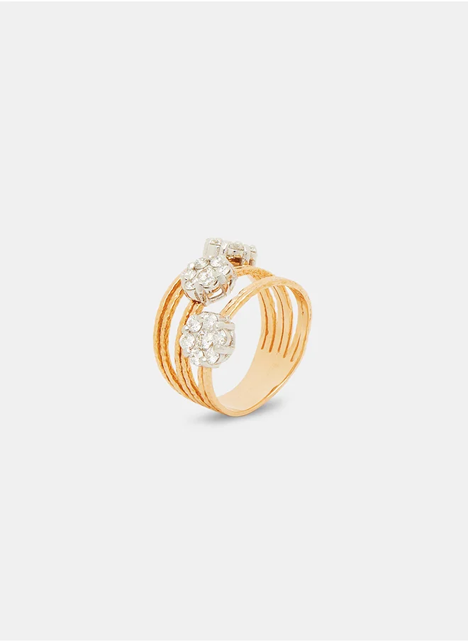 أناكا 18Kt Rose Gold Ring Studded with Natural Diamonds