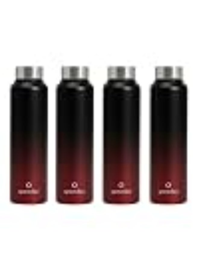 Speedex Stainless Steel Water Bottle 1 Ltr, Leak Proof Screw Cap, BIS Approved 1000 ml Metal Bottle For Daily, Office, School, Gym, Travel Use for Men, Women, Kids, Adults, Black Wine, Set of 4 - Image 1