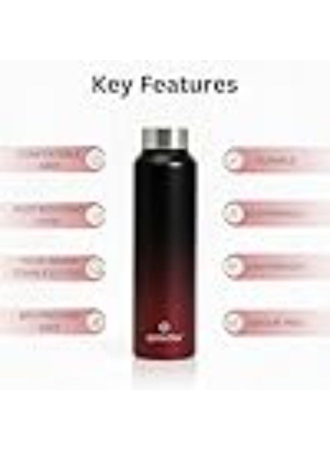 Speedex Stainless Steel Water Bottle 1 Ltr, Leak Proof Screw Cap, BIS Approved 1000 ml Metal Bottle For Daily, Office, School, Gym, Travel Use for Men, Women, Kids, Adults, Black Wine, Set of 4 - Image 2