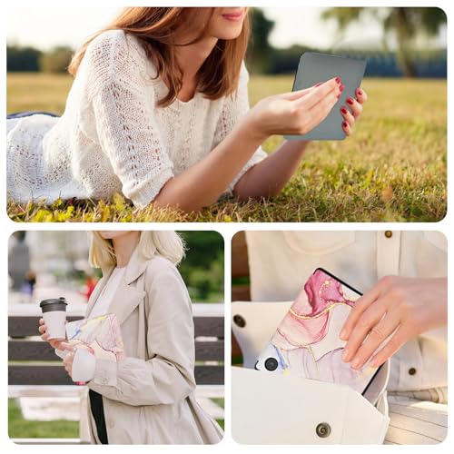 Caweet Case for Kobo Libra Colour (Model:N428, 2024 Release), Ultra Lightweight PU Leather Shell Cover with Auto Wake/Sleep, Dreamy Marble - Image 2