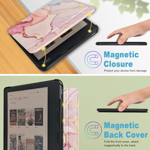 Caweet Case for Kobo Libra Colour (Model:N428, 2024 Release), Ultra Lightweight PU Leather Shell Cover with Auto Wake/Sleep, Dreamy Marble - Image 5