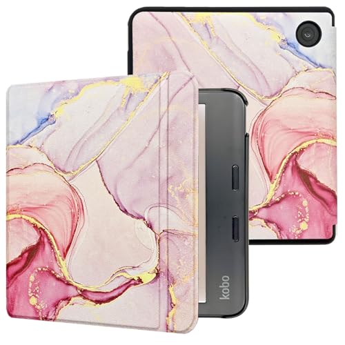 Caweet Case for Kobo Libra Colour (Model:N428, 2024 Release), Ultra Lightweight PU Leather Shell Cover with Auto Wake/Sleep, Dreamy Marble - Image 1
