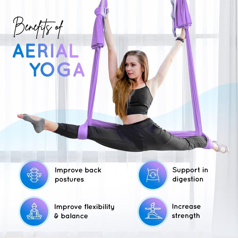 Yes4All هاموك اليوغا الهوائية Yes4All 55 ياردة 198 بوصة ارتفاع أقمشة هوائية لليوغا ترابيز زيادة القوة والمرونة والتوازن - Image 5