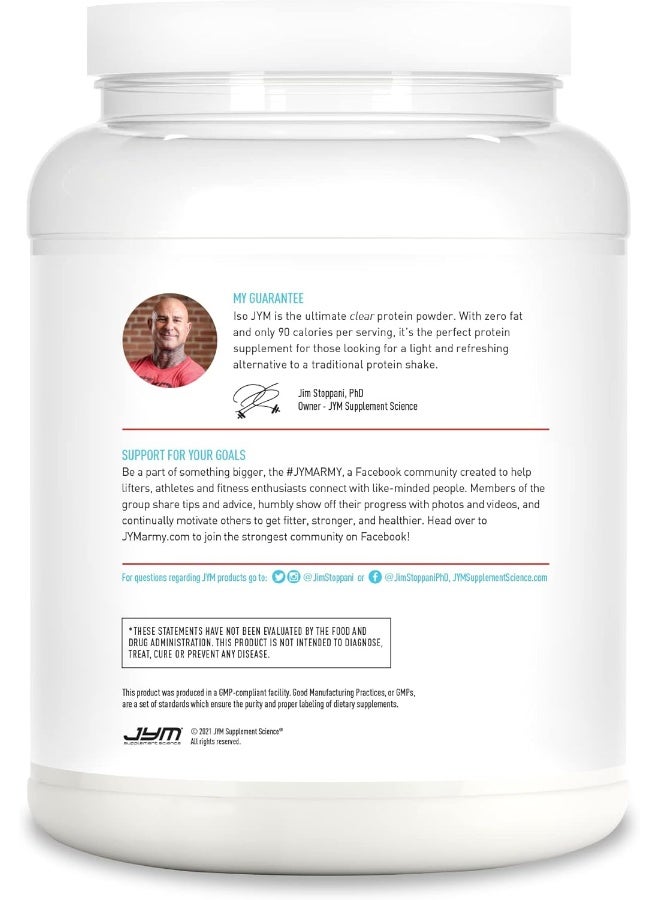 JYM Supplement Science Iso Jym Bombsicle, 90 Calories, 100% Whey Protein Isolate, Zero Fat, Zero Sugars, Mixes Clear, For Women & Men, , 20 Servings - Image 5