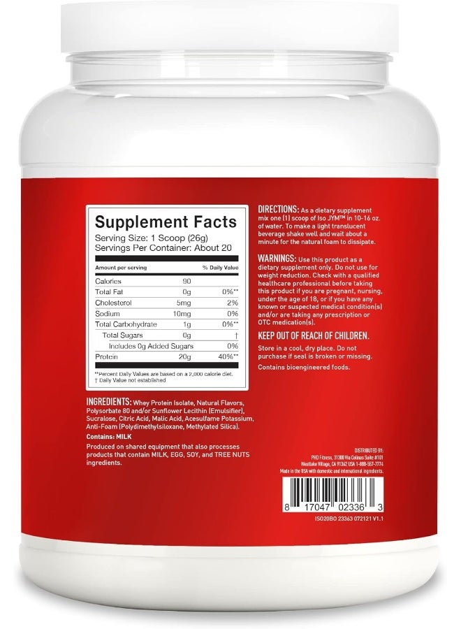 JYM Supplement Science Iso Jym Bombsicle, 90 Calories, 100% Whey Protein Isolate, Zero Fat, Zero Sugars, Mixes Clear, For Women & Men, , 20 Servings - Image 2