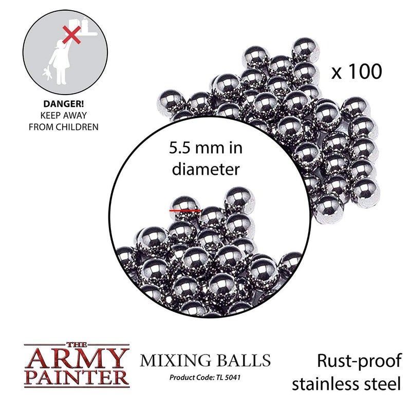 The Army Painter Paint Mixing Balls - Rust-Proof Stainless Steel Paint Mixing Balls for Mixing Model Paints - Stainless Steel Mixing Agitator Balls and Paint Balls, 5.5mm - apr. 0.22in, 100 Pcs - Image 2