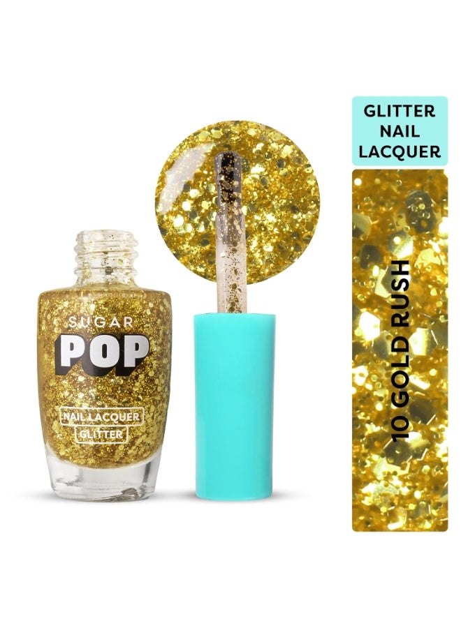 سكر بوب طلاء أظافر لامع (بجزيئات براقة) من SUGAR POP - درجة 10 Gold Rush - سعة 10 مل - سريع الجفاف | مقاوم للتشقق | شديد اللمعان | تركيبة تدوم طويلاً - Image 4