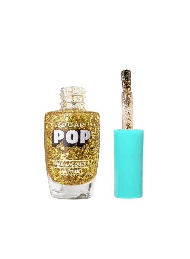 سكر بوب طلاء أظافر لامع (بجزيئات براقة) من SUGAR POP - درجة 10 Gold Rush - سعة 10 مل - سريع الجفاف | مقاوم للتشقق | شديد اللمعان | تركيبة تدوم طويلاً - Image 1