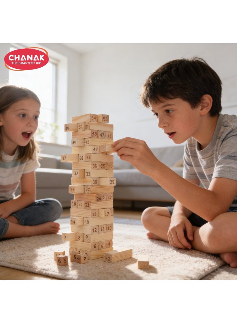 Chanak Wooden Tumbling Tower Game, Wooden Blocks Stacking Tower Game Puzzle Game for Adults and Kids - Image 1