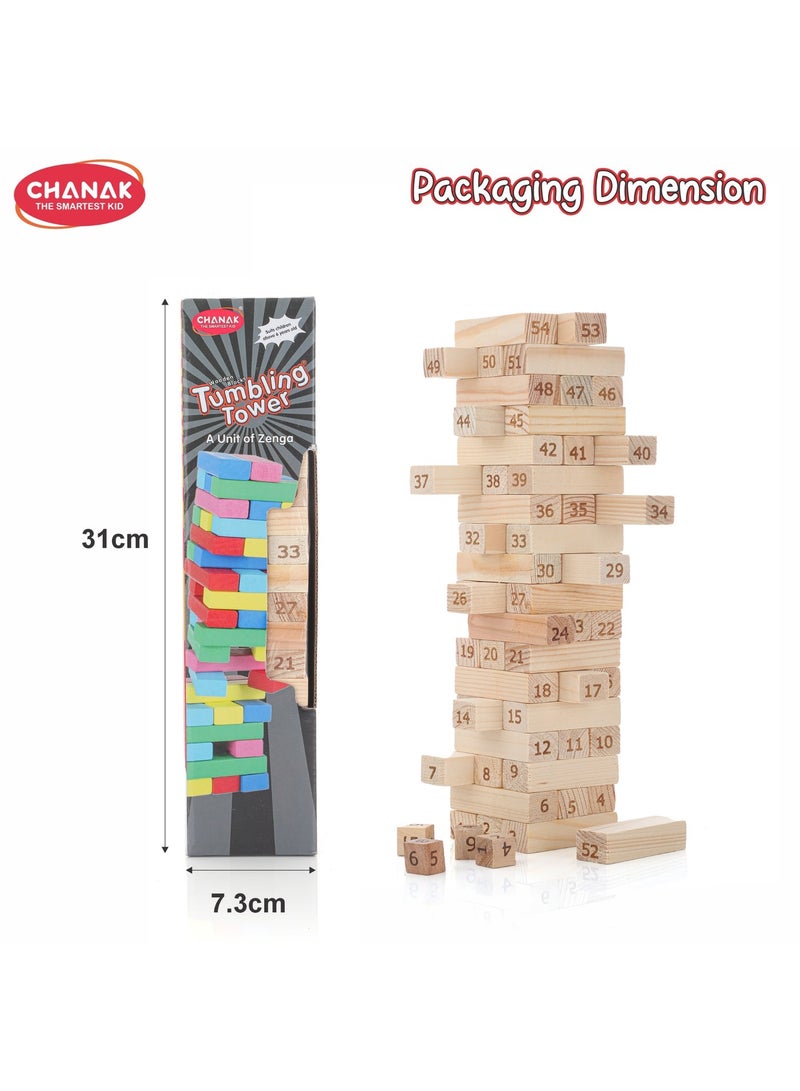 Chanak Wooden Tumbling Tower Game, Wooden Blocks Stacking Tower Game Puzzle Game for Adults and Kids - Image 3