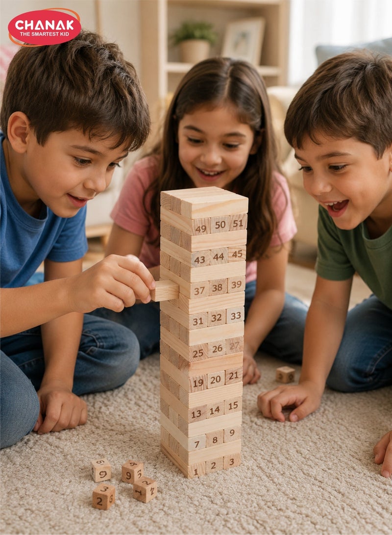 Chanak Wooden Tumbling Tower Game, Wooden Blocks Stacking Tower Game Puzzle Game for Adults and Kids - Image 1