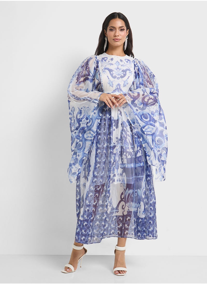 Khizana Monochrome Print Kaftan  - Image 4