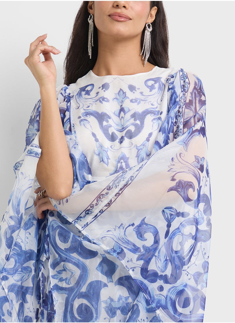 Khizana Monochrome Print Kaftan  - Image 3
