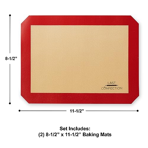 Last Confection Silicone Baking Mat - Set of 2 Non-Stick Quarter Sheet (8-1/2" x 11-1/2") Professional Food Safe Tray Pan Liners - Image 3