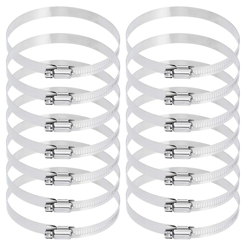 Selizo 12Pcs Hose Clamps, 4 Inch Hose Clamp 304 Stainless Steel Hose Clamps Duct Clamp Worm Gear Adjustable 91-114mm Hose Clamp, Fuel Line Clamp for Plumbing, Automotive and Mechanical Applications - Image 5
