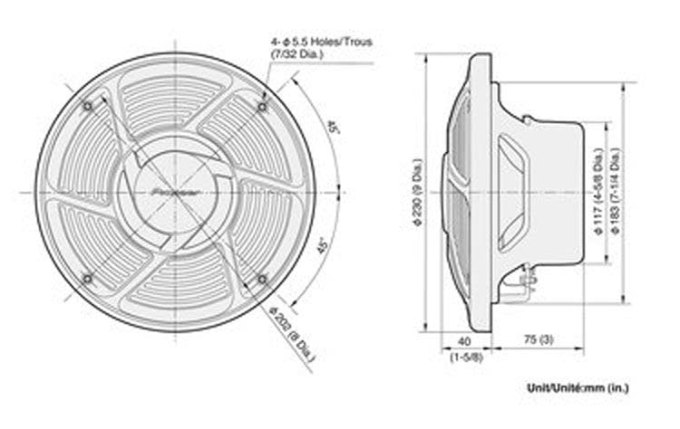 Pioneer TS-MR2040 20cm 2-Way Marine Speakers (200W) - Image 2