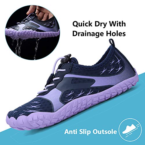 CIOR Boys & Girls Water Shoes Sports Aqua Athletic Sneakers Lightweight Sport Shoes(Toddler/Little Kid/Big Kid) U1ELJSX013-Navy.purple-35 - Image 3
