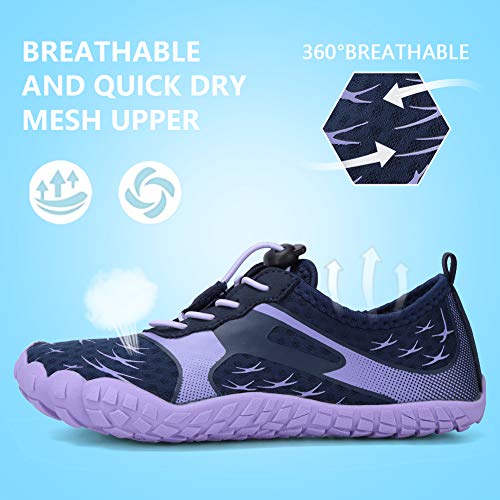 CIOR Boys & Girls Water Shoes Sports Aqua Athletic Sneakers Lightweight Sport Shoes(Toddler/Little Kid/Big Kid) U1ELJSX013-Navy.purple-35 - Image 2