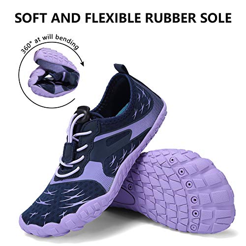 CIOR Boys & Girls Water Shoes Sports Aqua Athletic Sneakers Lightweight Sport Shoes(Toddler/Little Kid/Big Kid) U1ELJSX013-Navy.purple-35 - Image 4