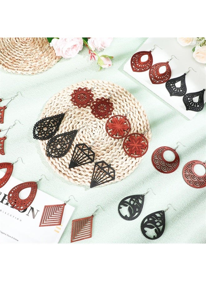 Hicarer 20 Pairs African Wooden Dangle Earrings Drop Earrings Boho Pendant Dangle Earrings African Jewelry for Women Girls (Vintage Style) - Image 3