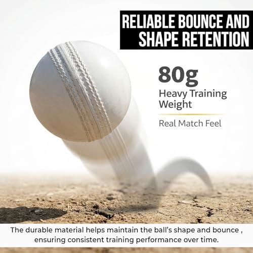 Kizlo 80gm Heavy Plastic Cricket Training Ball | Hard Plastic Practice Ball for Bowling, Batting & Bounce Drills | Indoor Outdoor Cricket Ball for Nets & Ground, White, Set of 12 - Image 5