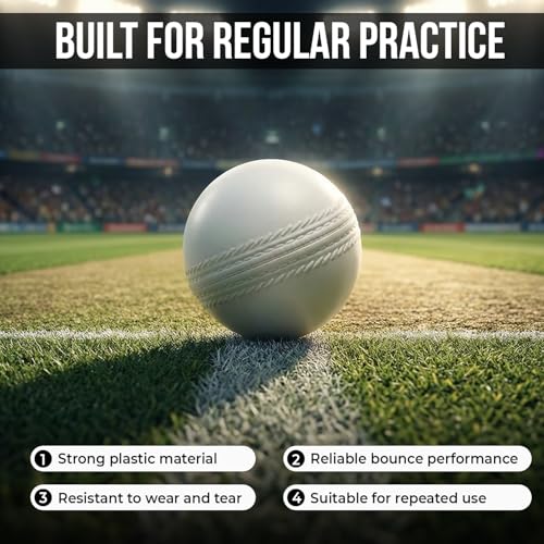 Kizlo 80gm Heavy Plastic Cricket Training Ball | Hard Plastic Practice Ball for Bowling, Batting & Bounce Drills | Indoor Outdoor Cricket Ball for Nets & Ground, White, Set of 12 - Image 3