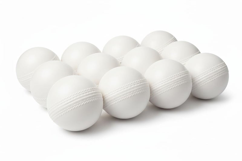 Kizlo 80gm Heavy Plastic Cricket Training Ball | Hard Plastic Practice Ball for Bowling, Batting & Bounce Drills | Indoor Outdoor Cricket Ball for Nets & Ground, White, Set of 12 - Image 1