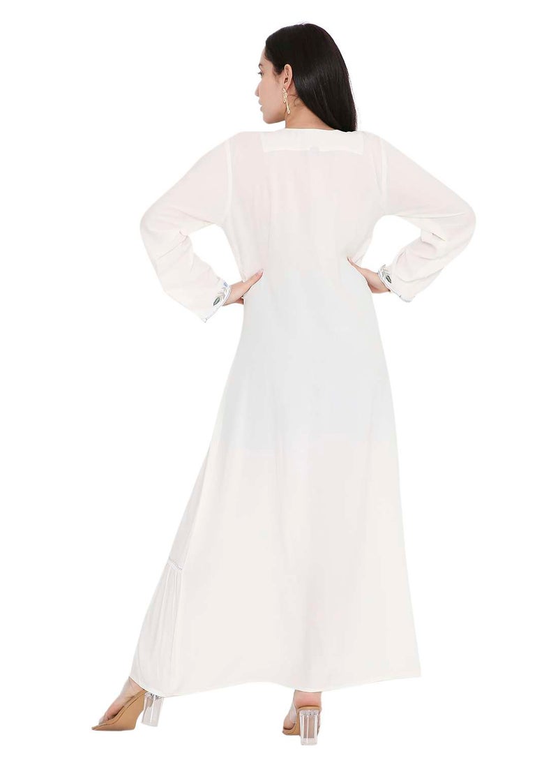 HANA & SARA VIBRANT COLOUR UNIQUE THREAD EMBROIDERY MODEST ARABIC FARASHA KAFTAN JALABIYA DRESS  - Image 2