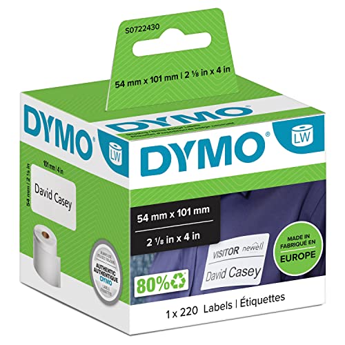 DYMO Authentic LW Large Shipping Labels/Name Badges, 101mm x 54mm, Self-Adhesive, Roll of 220 Easy-Peel Labels, for LabelWriter Label Makers - Image 1
