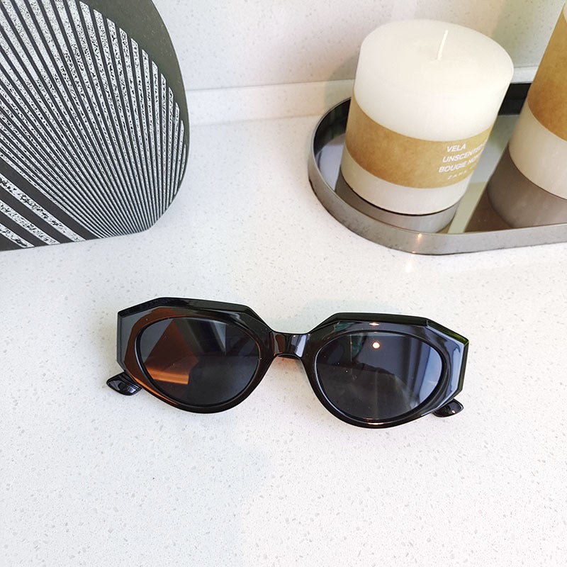 Generic 2023 Retro Polygonal Sunglasses Unisex Trendy Street Black 