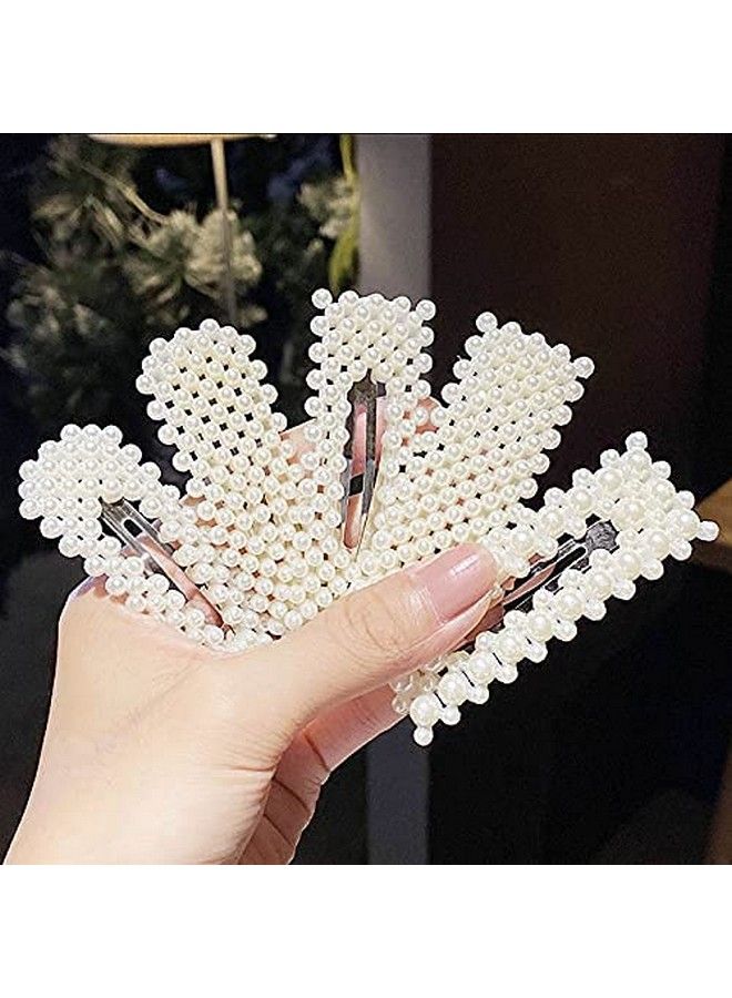 ANNACREATIONS 8 Piece Korean Style Pearl Metal Hair Clips Plastic Pearl Barrettes Hairpin For Women & Girls(White) - Image 5