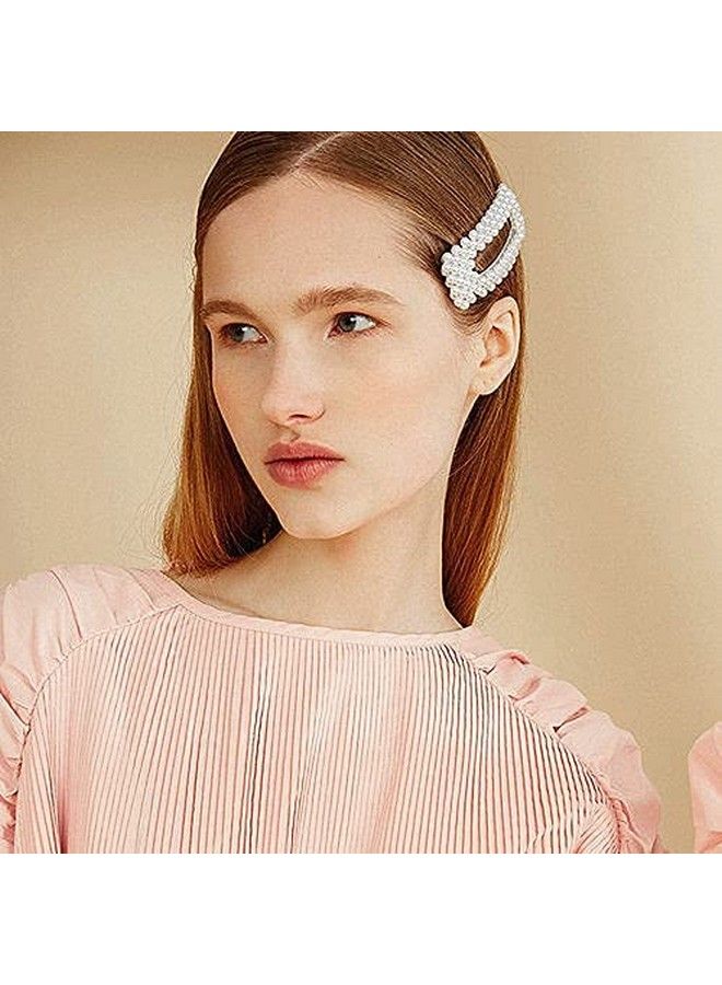 ANNACREATIONS 8 Piece Korean Style Pearl Metal Hair Clips Plastic Pearl Barrettes Hairpin For Women & Girls(White) - Image 4