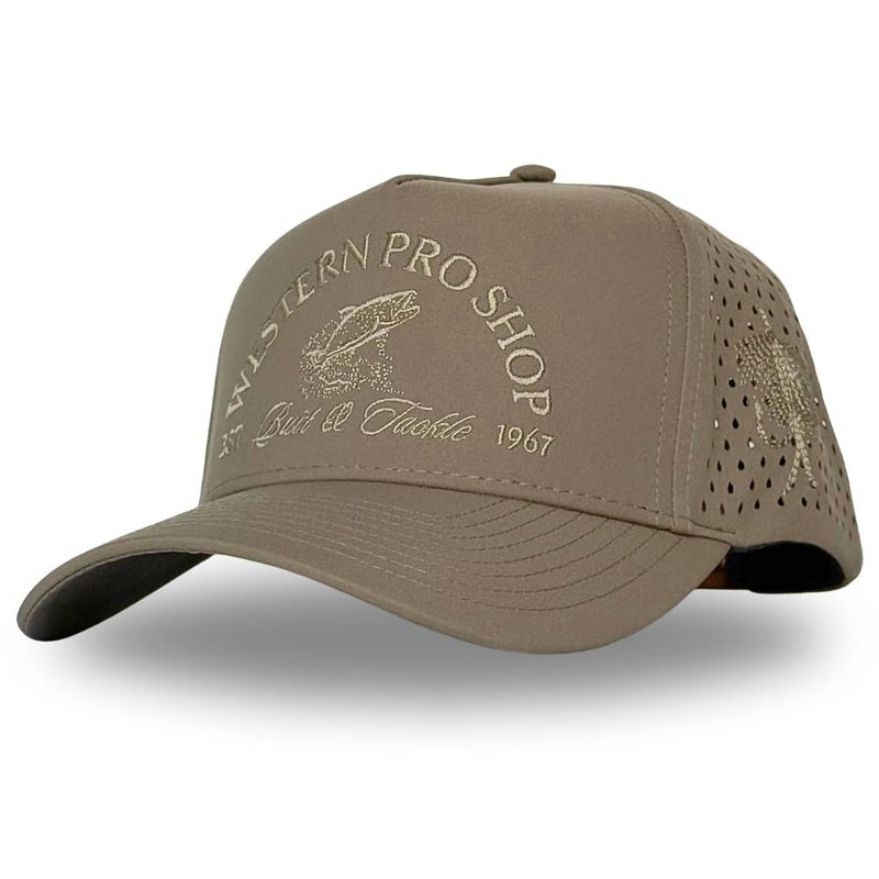 CITRUSY Athletic Trucker Golf Hat | Performance Mens 5 Panel Hat | Cool Breathable Waterproof Sweat Proof Workout Running Cap | Golf Gear A Frame Rope | Snapback Adjustable Hat (Western Pro Shop | Moss Brown) - Image 1