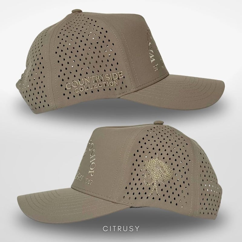 CITRUSY Athletic Trucker Golf Hat | Performance Mens 5 Panel Hat | Cool Breathable Waterproof Sweat Proof Workout Running Cap | Golf Gear A Frame Rope | Snapback Adjustable Hat (Western Pro Shop | Moss Brown) - Image 3
