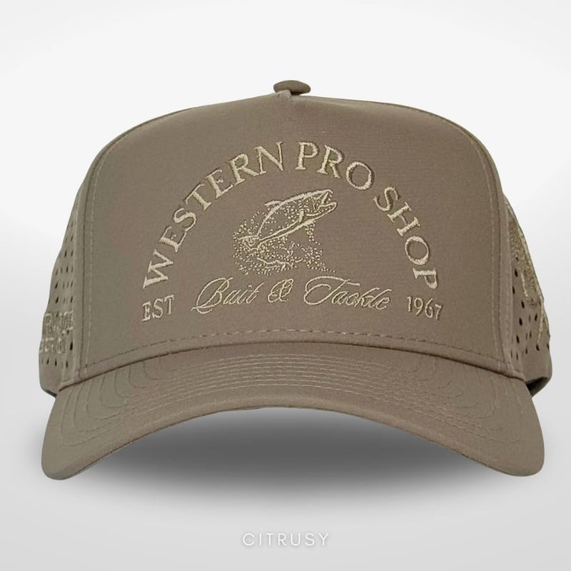 CITRUSY Athletic Trucker Golf Hat | Performance Mens 5 Panel Hat | Cool Breathable Waterproof Sweat Proof Workout Running Cap | Golf Gear A Frame Rope | Snapback Adjustable Hat (Western Pro Shop | Moss Brown) - Image 2