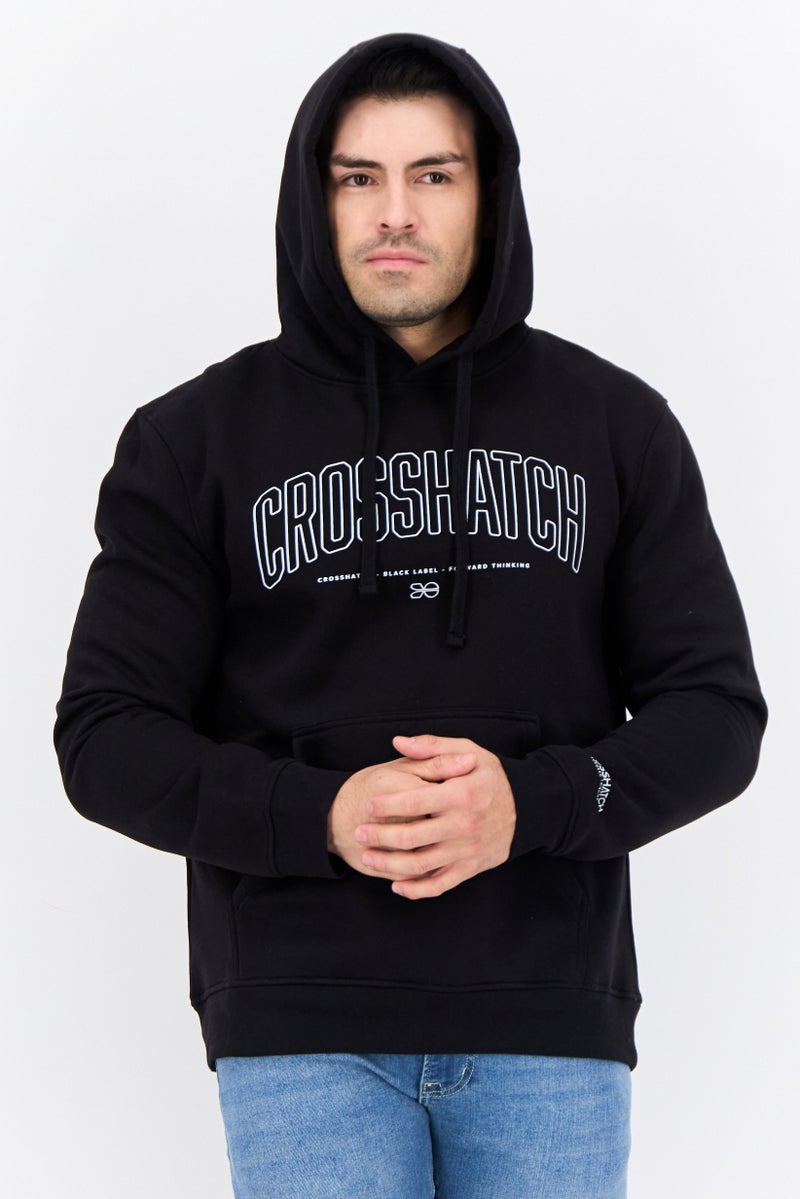CROSSHATCH Men Hooded Brand Logo Long Sleeves Sweatshirt, White  - Image 1