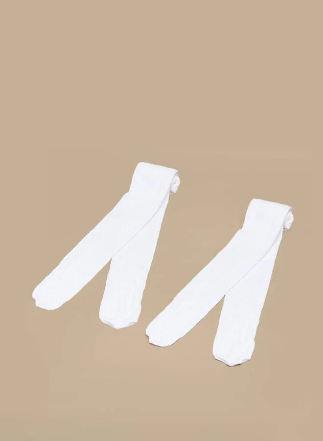 Little Missy Girls Textured Tights - Set of 2