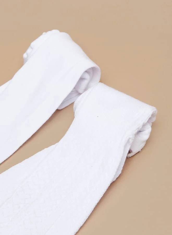 Little Missy Girls Textured Tights - Set of 2