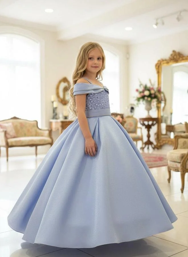 فيا بامبينو Sky Blue Tulle Cape Ball Gown