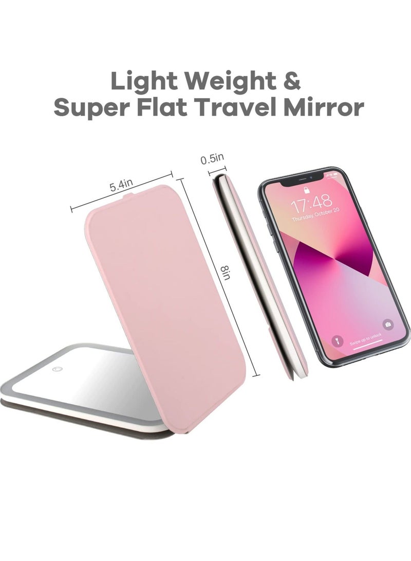 Captaintech Travel Makeup Mirror, Portable LED Lighted Makeup Mirror, 360° Rotation Touch Screen Vanity Mirror, 3-Color Dimmable Lighting,  USB Rechargeable Compact Vanity Mirror with 60 Led Lights - Image 3