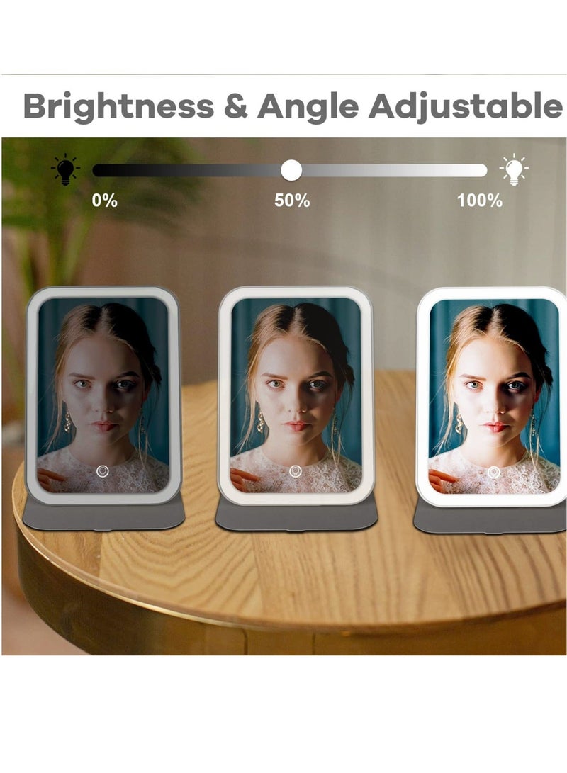 Captaintech Travel Makeup Mirror, Portable LED Lighted Makeup Mirror, 360° Rotation Touch Screen Vanity Mirror, 3-Color Dimmable Lighting,  USB Rechargeable Compact Vanity Mirror with 60 Led Lights - Image 5