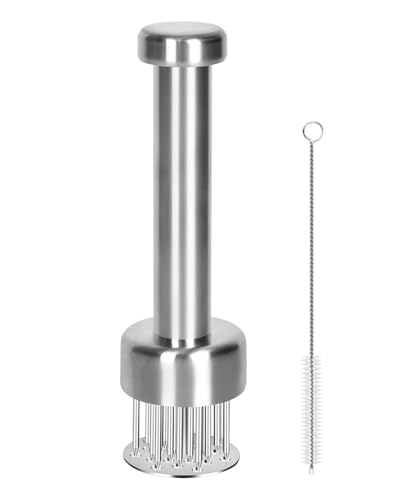 Brigii Meat Tenderizer Tool, 304 Stainless Steel, with 21 Needles & Retractable Safety Guard, for Tenderizing Beef, Turkey, Chicken, Steak, Dishwasher Safe - Image 1