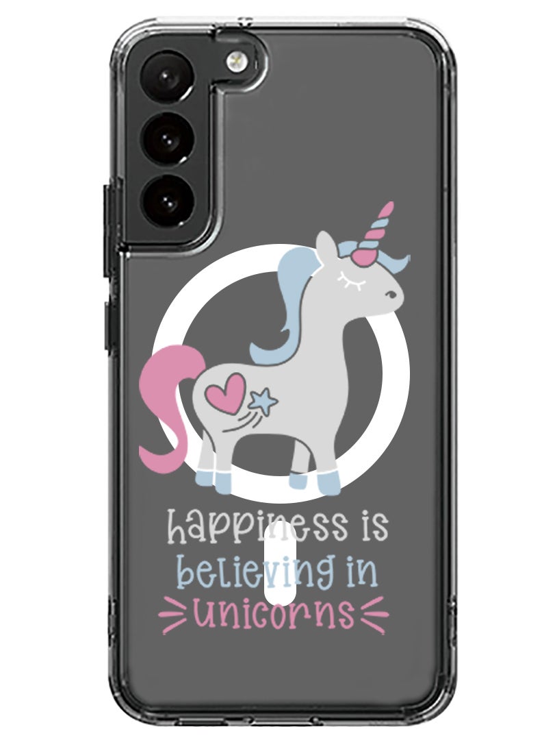 Theodor Magnetic Case for Samsung Galaxy S23 6.1-inch Compatible with MagSafe Wireless Charging, Shockproof Phone Bumper Cover Happiness is believing in Unicorns copy - Image 1