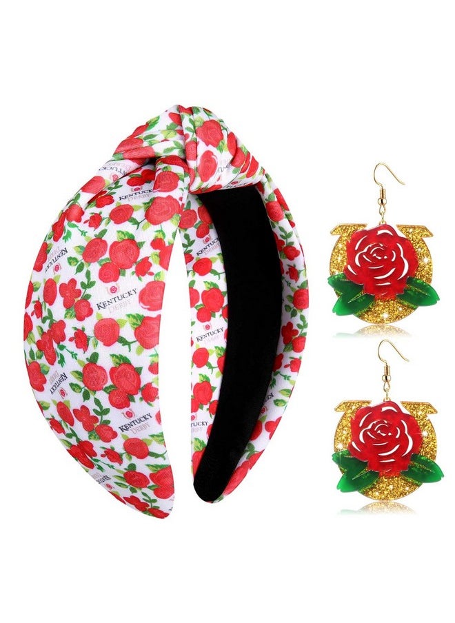 YAHPERN - Kentucky Derby Headband For Women Derby Outfits Accessories Riding Suit Horseshoe Horse Headband Rose Flower Headband Derby Horse Race Day Hair Accessory Party Favors Gifts - Image 1