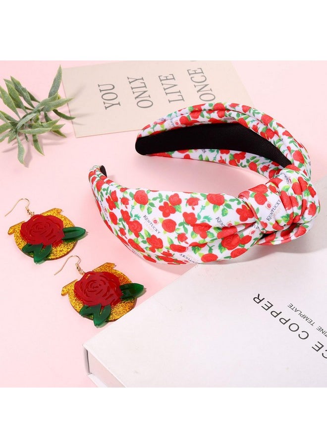 YAHPERN - Kentucky Derby Headband For Women Derby Outfits Accessories Riding Suit Horseshoe Horse Headband Rose Flower Headband Derby Horse Race Day Hair Accessory Party Favors Gifts - Image 1