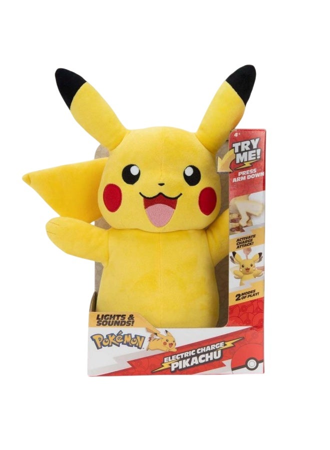 Pokemon Feature Deluxe Plush Pikachu 11-Inches | With Lights And Sounds | Interactive Soft Toy | Cuddle The Super-Soft Pikachu! | 20 Authentic Pikachu Sounds | 30 Unique Reaction! | Gift Fot Kids And Collectors  - Image 1
