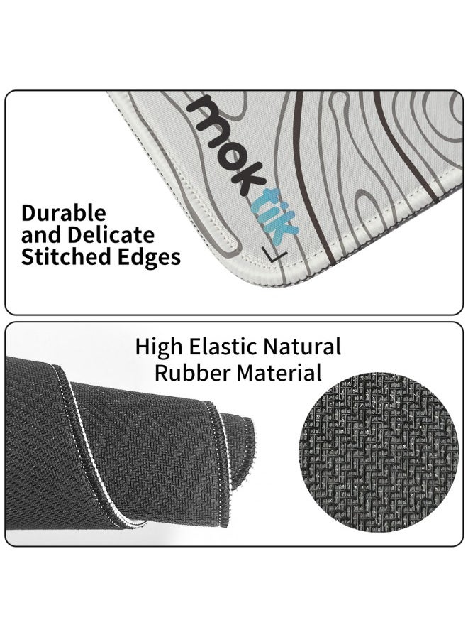 moktik Gaming Mouse Pad Large [300 x 800 mm] Anti-Slip - Waterproof - White topography Design.  - Image 3