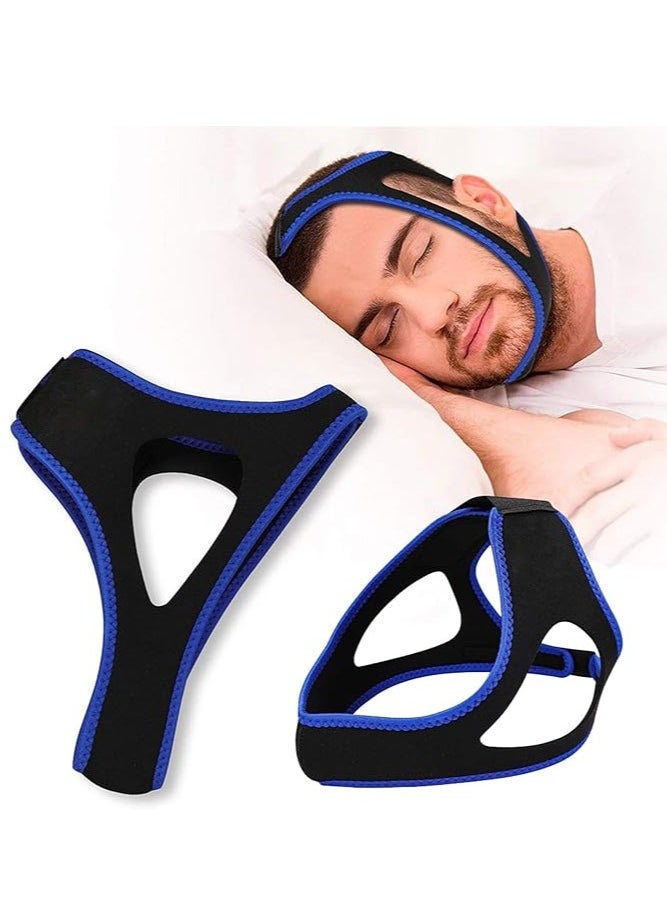 General - Anti-snoring chin strap, adjustable anti-snoring chin strap to prevent dislocation of the chin support strap, men and women (blue) - Image 1