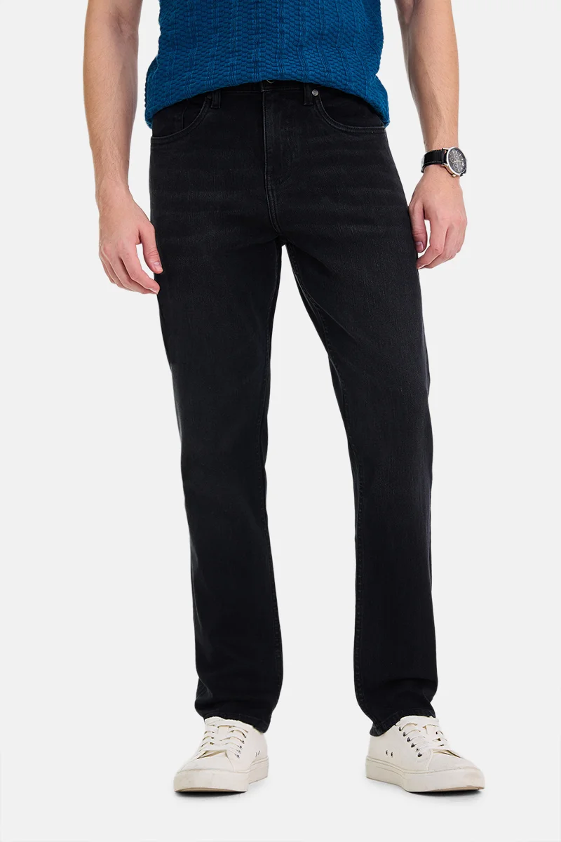سنيتش Black Solid Slim Fit Casual Jeans